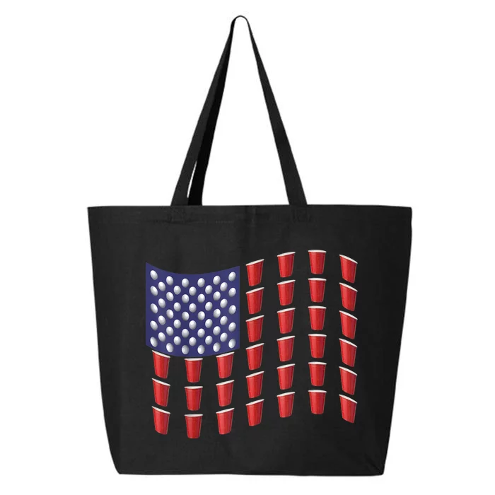 Beer Pong Red Cup American Flag USA July 4th 25L Jumbo Tote