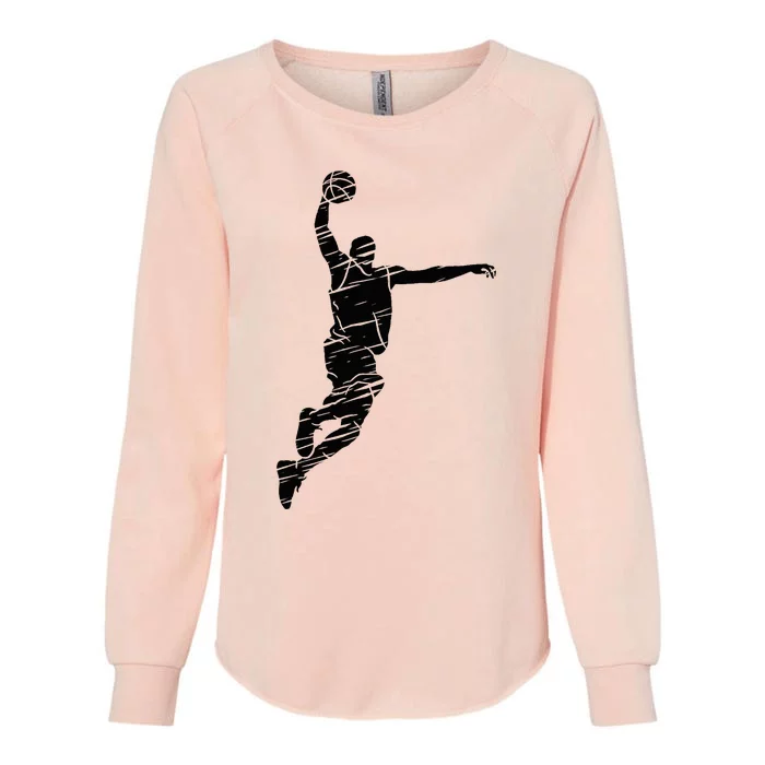 Basketball Player Retro Lines Womens California Wash Sweatshirt