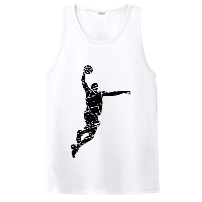 Basketball Player Retro Lines Performance Tank