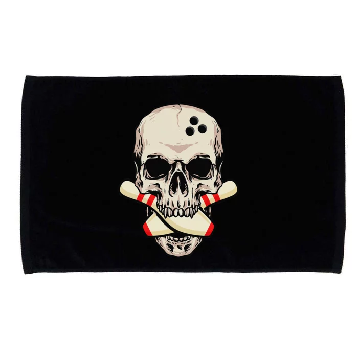 Bowling Pins Retro Skull Skeleton Head Bowling Ball Microfiber Hand Towel