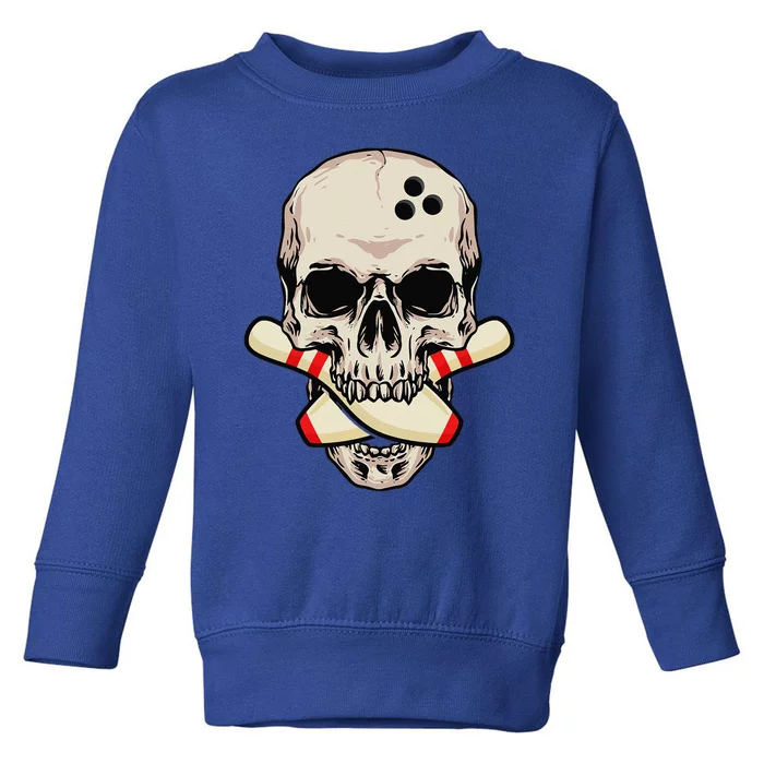 Bowling Pins Retro Skull Skeleton Head Bowling Ball Toddler Sweatshirt