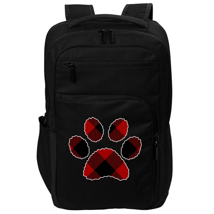 Buffalo Plaid Red Paw Print Dog Or Cat Lovers Christmas Gift Funny Gift Impact Tech Backpack