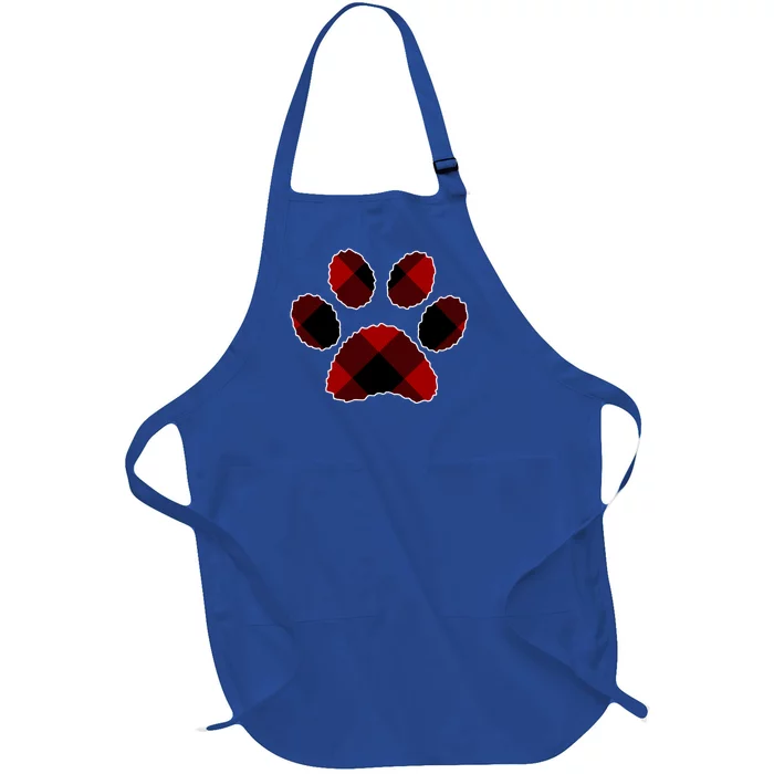 Buffalo Plaid Red Paw Print Dog Or Cat Lovers Christmas Gift Funny Gift Full-Length Apron With Pocket