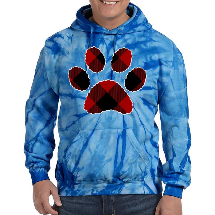 Buffalo Plaid Red Paw Print Dog Or Cat Lovers Christmas Gift Funny Gift Tie Dye Hoodie