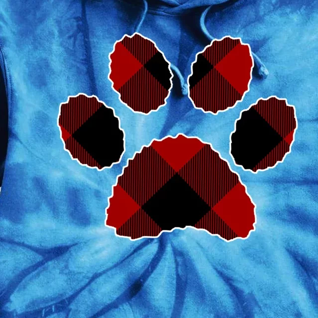 Buffalo Plaid Red Paw Print Dog Or Cat Lovers Christmas Gift Funny Gift Tie Dye Hoodie