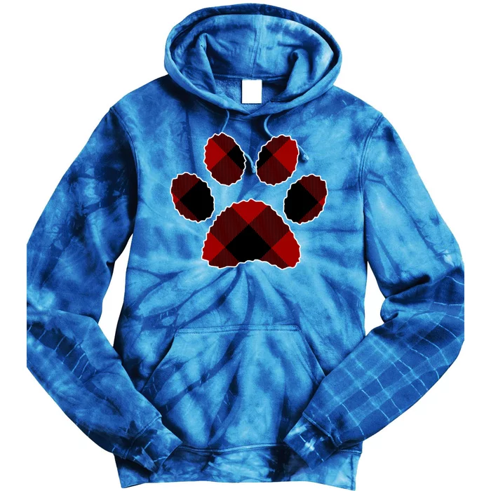 Buffalo Plaid Red Paw Print Dog Or Cat Lovers Christmas Gift Funny Gift Tie Dye Hoodie