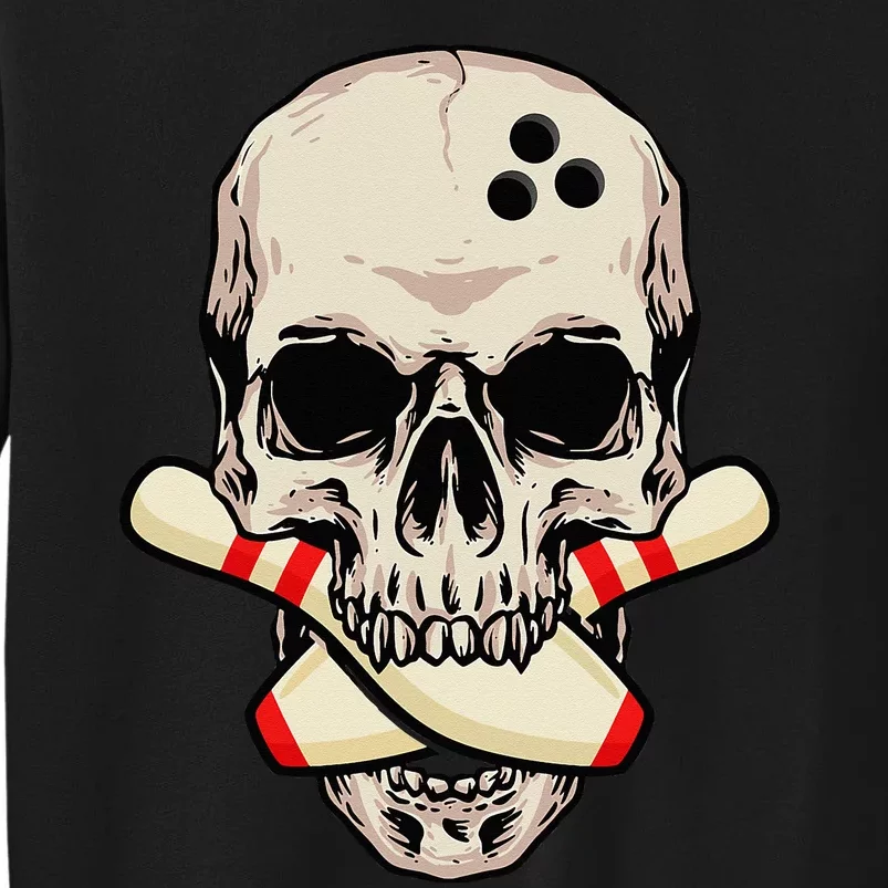 Bowling Pins Retro Skull Skeleton Head Bowling Ball Tall Sweatshirt