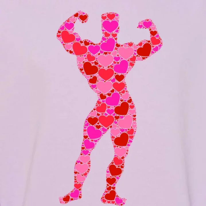 Bodybuilding Pink Red Heart Valentines Day Gift Body Builder Cool Gift Garment-Dyed Sweatshirt