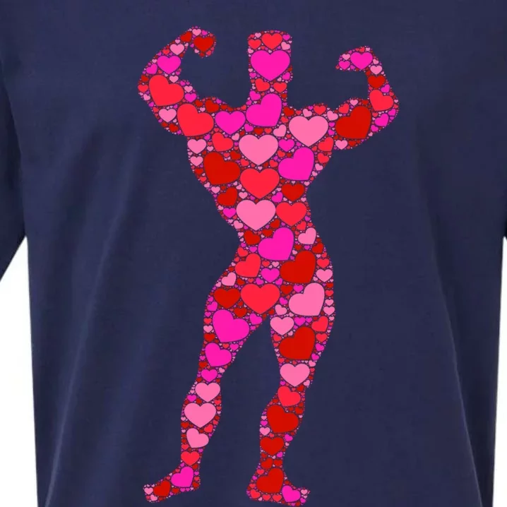 Bodybuilding Pink Red Heart Valentines Day Gift Body Builder Cool Gift Sueded Cloud Jersey T-Shirt