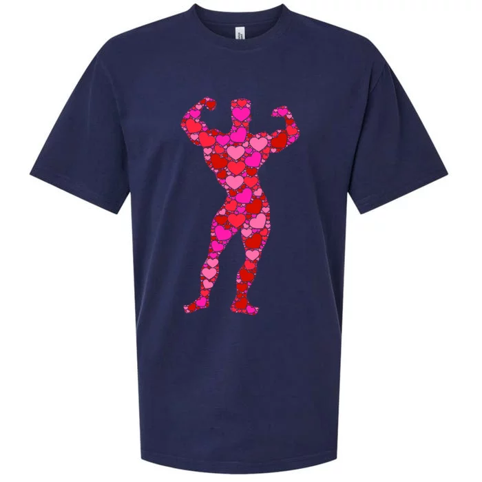 Bodybuilding Pink Red Heart Valentines Day Gift Body Builder Cool Gift Sueded Cloud Jersey T-Shirt