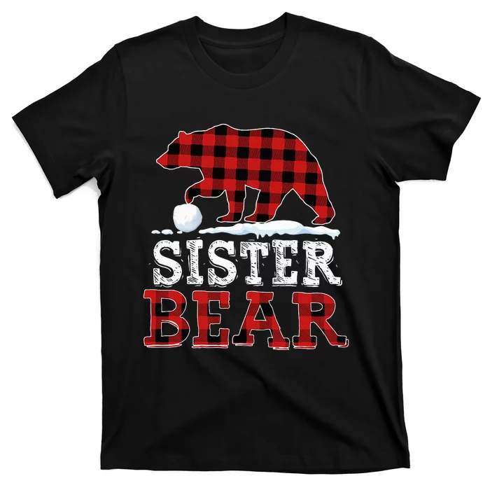 Buffalo Plaid Red Xmas Christmas Sister Bear Pajama Family T-Shirt