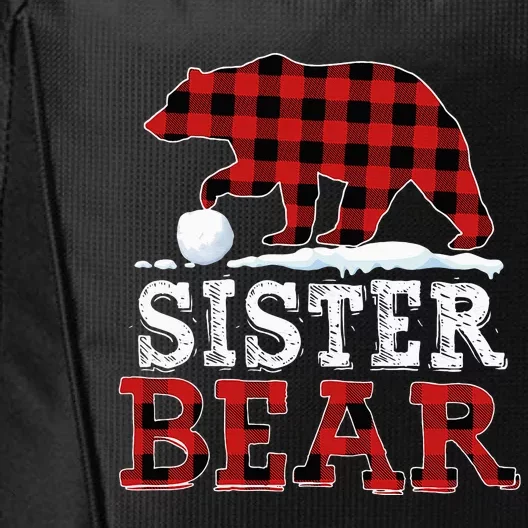 Buffalo Plaid Red Xmas Christmas Sister Bear Pajama Family City Backpack