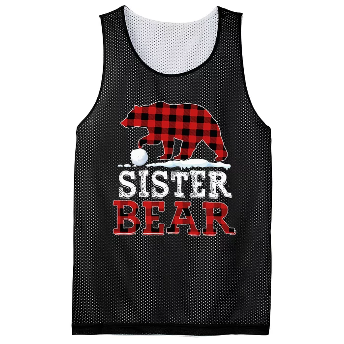 Buffalo Plaid Red Xmas Christmas Sister Bear Pajama Family Mesh Reversible Basketball Jersey Tank