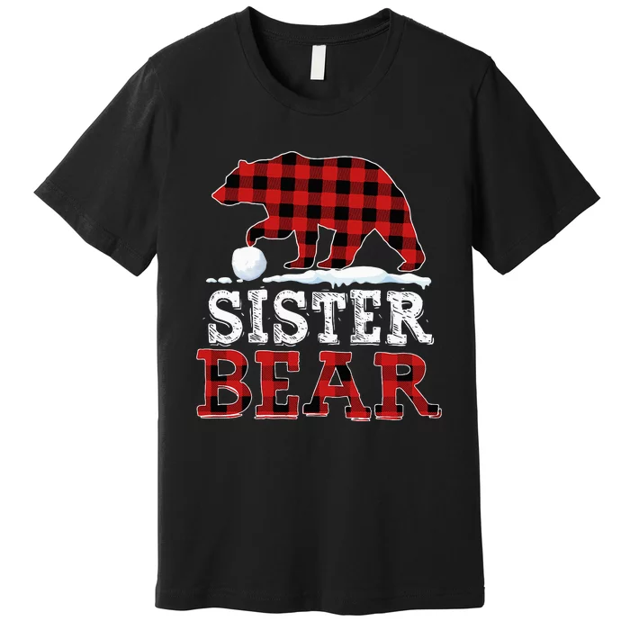 Buffalo Plaid Red Xmas Christmas Sister Bear Pajama Family Premium T-Shirt