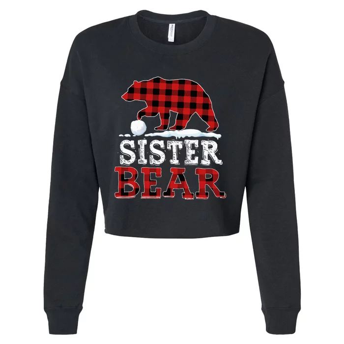 Buffalo Plaid Red Xmas Christmas Sister Bear Pajama Family Cropped Pullover Crew