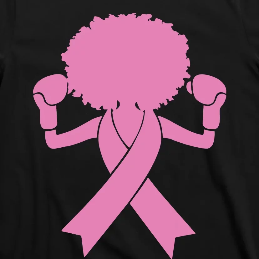 Boxing Pink Ribbon African American Breast Cancer T-Shirt