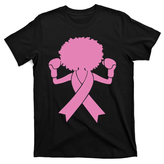 Boxing Pink Ribbon African American Breast Cancer T-Shirt