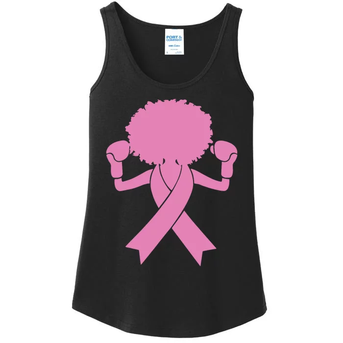 Boxing Pink Ribbon African American Breast Cancer Ladies Essential Tank