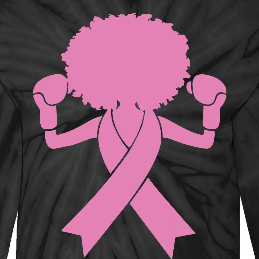 Boxing Pink Ribbon African American Breast Cancer Tie-Dye Long Sleeve Shirt