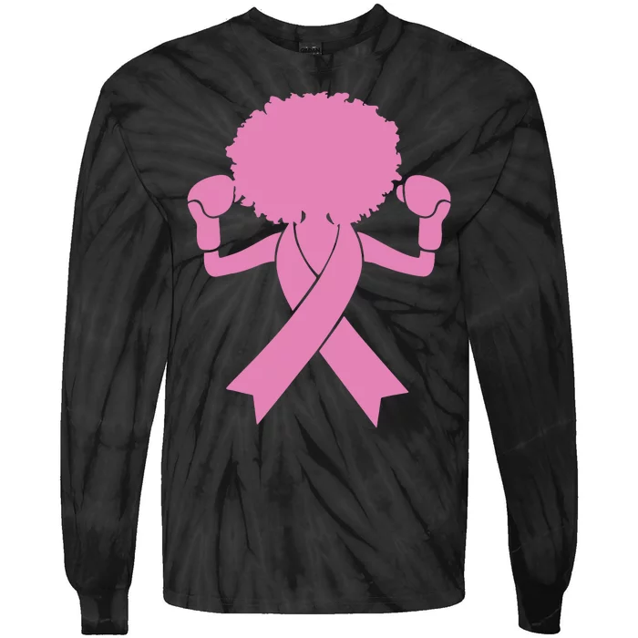 Boxing Pink Ribbon African American Breast Cancer Tie-Dye Long Sleeve Shirt