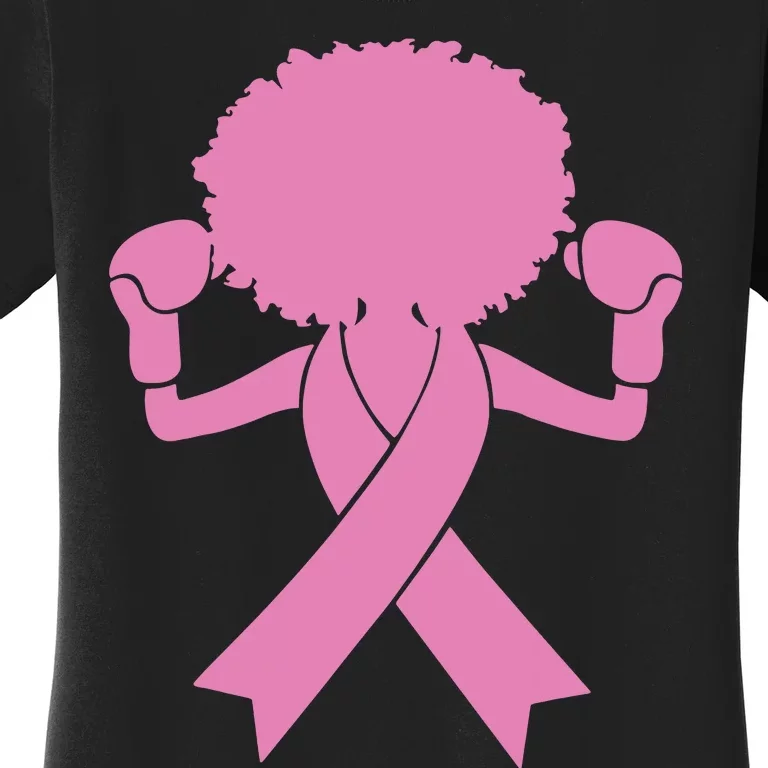 Boxing Pink Ribbon African American Breast Cancer Women's T-Shirt