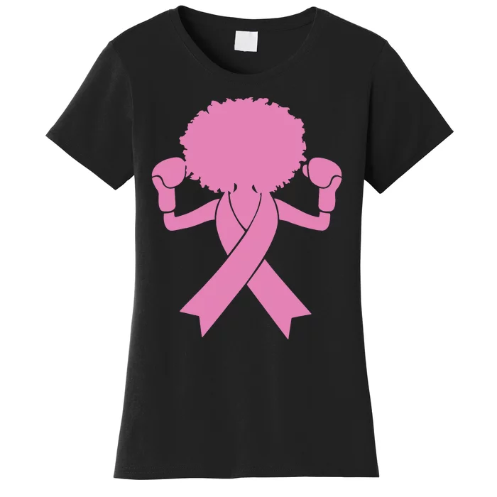 Boxing Pink Ribbon African American Breast Cancer Women's T-Shirt