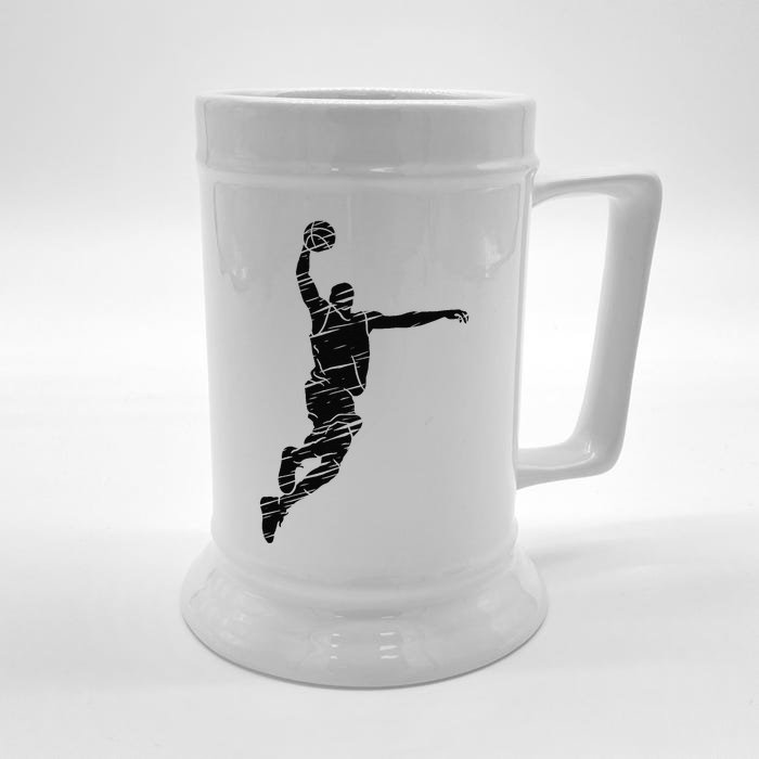 Basketball Player Retro Lines Front & Back Beer Stein