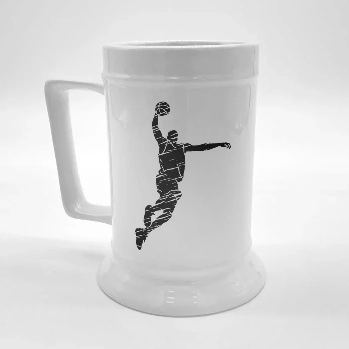 Basketball Player Retro Lines Front & Back Beer Stein