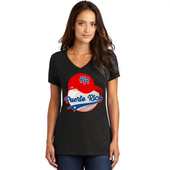 Boricua Puerto Rican Puerto Rico Baseball Women's V-Neck T-Shirt