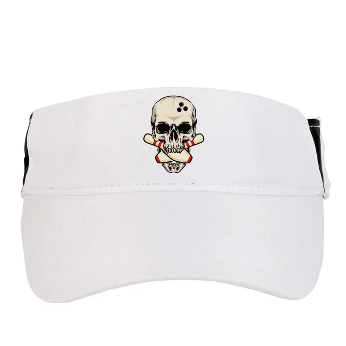 Bowling Pins Retro Skull Skeleton Head Bowling Ball Adult Drive Performance Visor