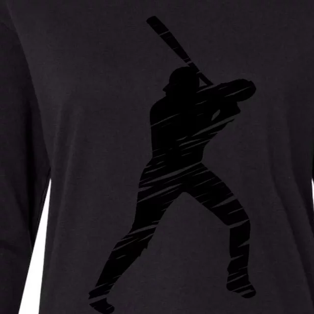 Baseball player retro lines Womens Cotton Relaxed Long Sleeve T-Shirt