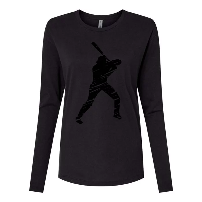 Baseball player retro lines Womens Cotton Relaxed Long Sleeve T-Shirt