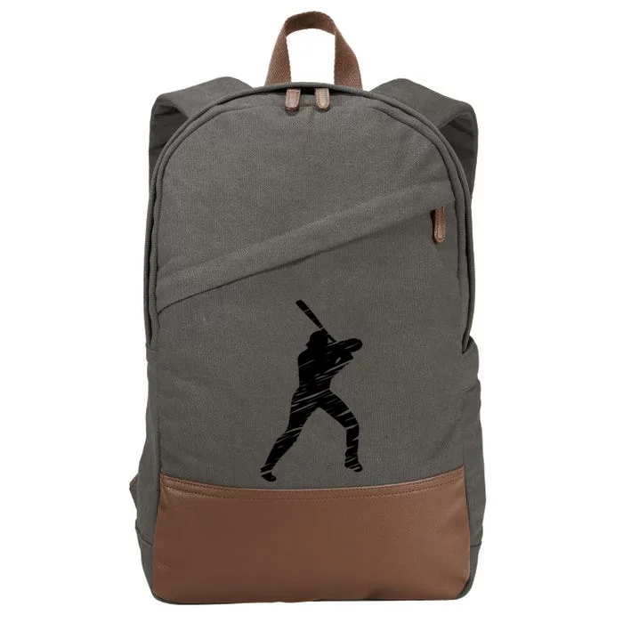 Baseball player retro lines Cotton Canvas Backpack