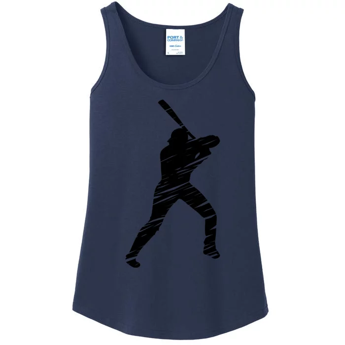 Baseball player retro lines Ladies Essential Tank