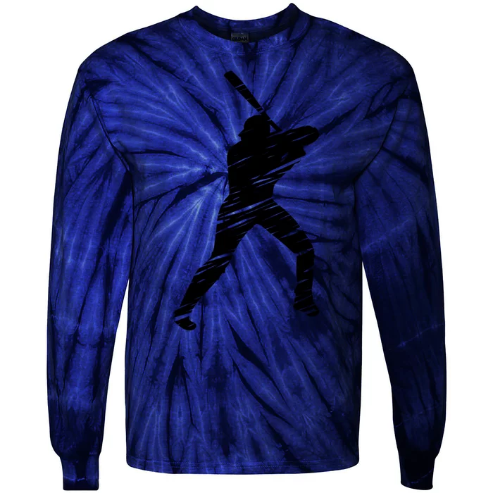 Baseball player retro lines Tie-Dye Long Sleeve Shirt