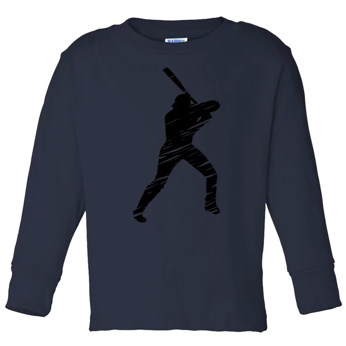 Baseball player retro lines Toddler Long Sleeve Shirt