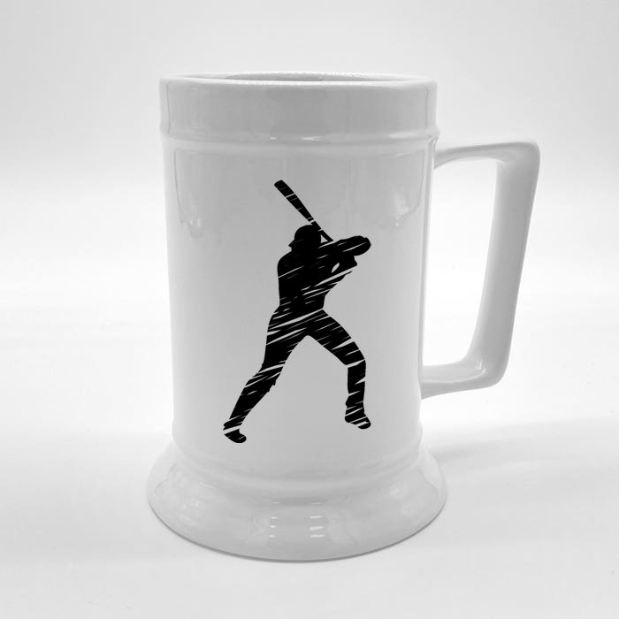 Baseball player retro lines Front & Back Beer Stein