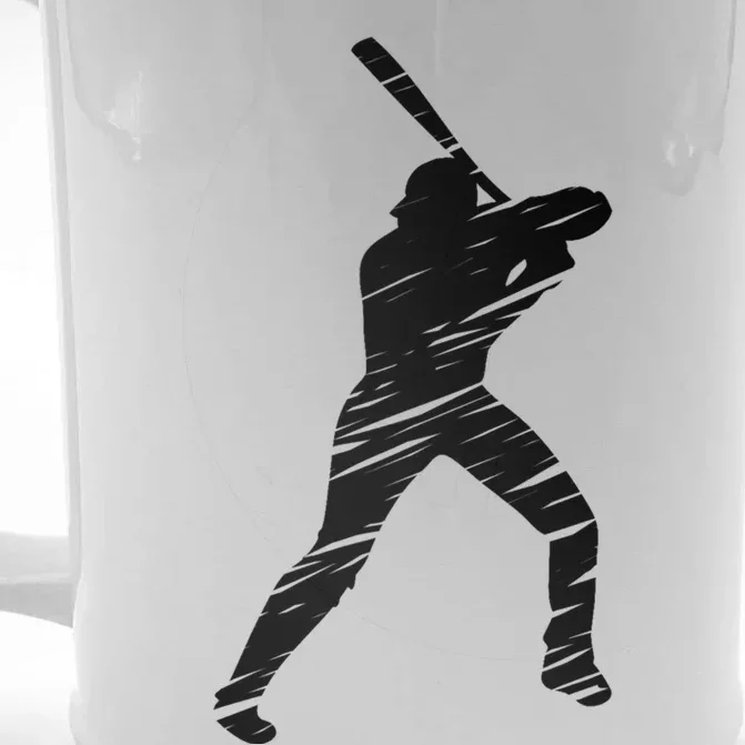 Baseball player retro lines Front & Back Beer Stein