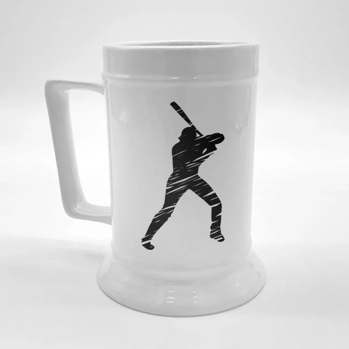 Baseball player retro lines Front & Back Beer Stein