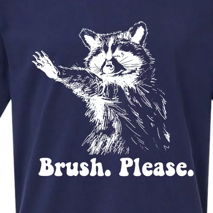 Bruh Please Retro Funny Raccoon Sueded Cloud Jersey T-Shirt