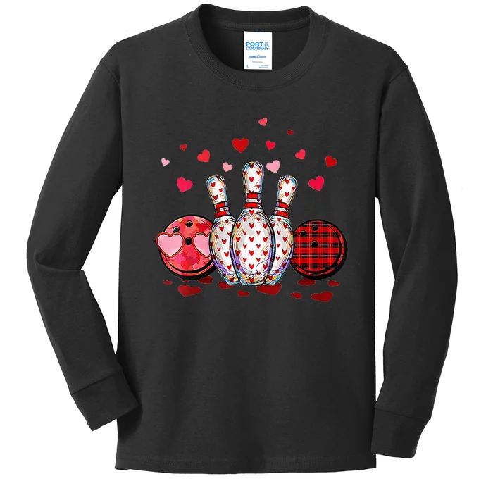 Buffalo Plaid Red Bowling Gnome Christmas Valentine Family Kids Long Sleeve Shirt