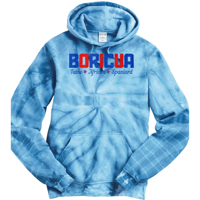 Boricua Puerto Rico Pride Puerto Rican Taino African Spanish Tie Dye Hoodie