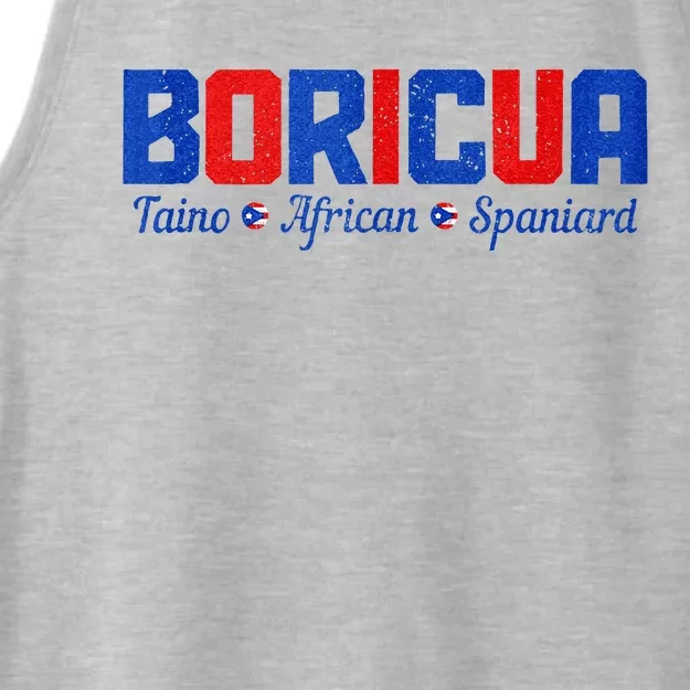 Boricua Puerto Rico Pride Puerto Rican Taino African Spanish Ladies Tri-Blend Wicking Tank