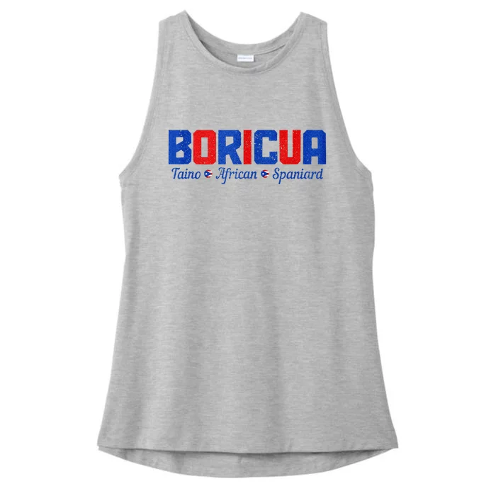 Boricua Puerto Rico Pride Puerto Rican Taino African Spanish Ladies Tri-Blend Wicking Tank