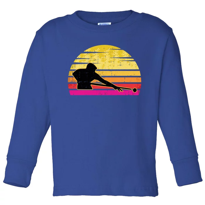 Billiards Player Retro Vintage Sports Pool Snooker Athlete Gift Toddler Long Sleeve Shirt