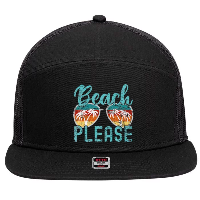 Beach Please Summer Vacay Vibes Beach Vacation 7 Panel Mesh Trucker Snapback Hat