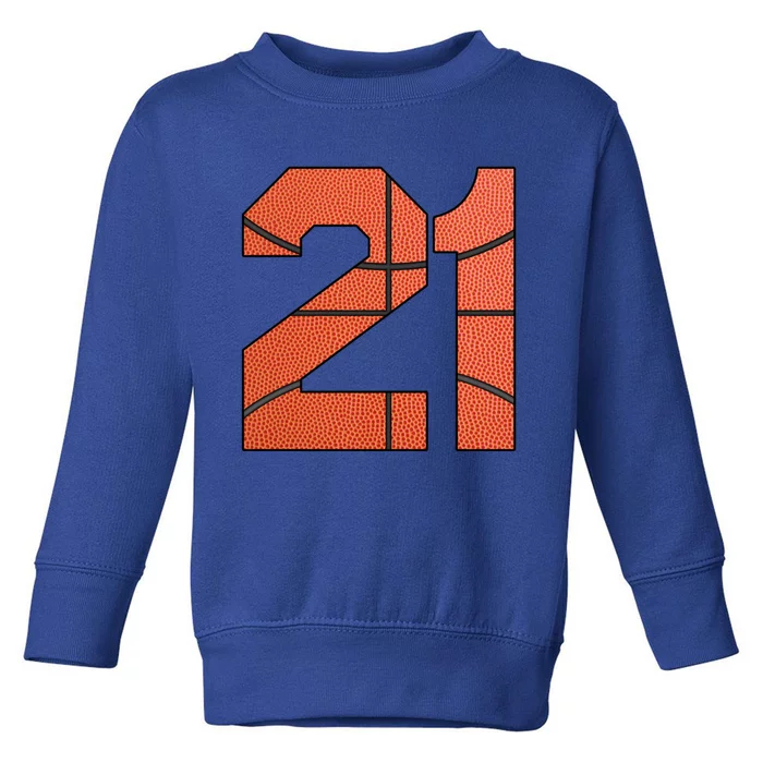 Basketball Player Supporter Number 21 Personalized Sports Cute Gift Toddler Sweatshirt