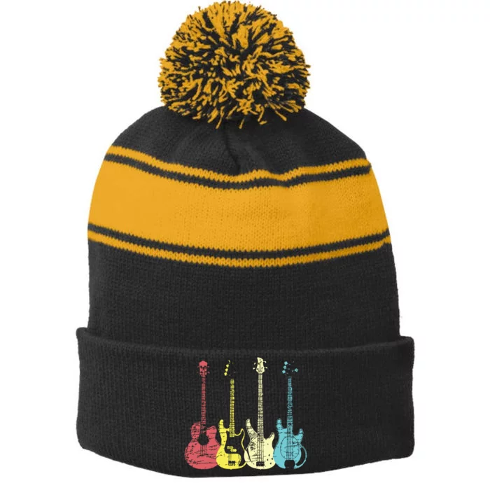 Bass Player Shirts Men Gift For Bass Guitar Player Bassist Stripe Pom Pom Beanie