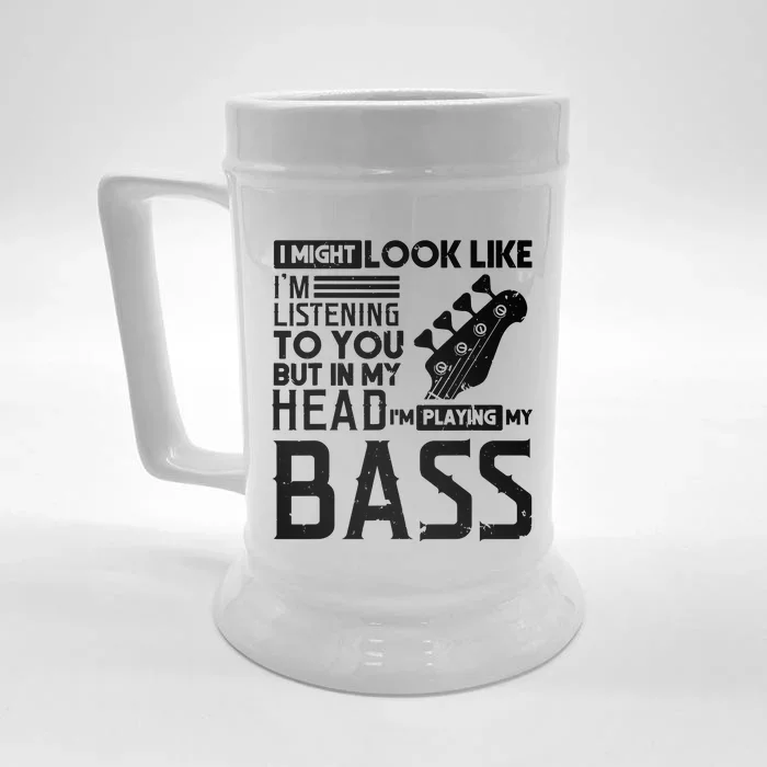 Bass Player Shirts Men Gift For Bass Guitar Player Bassist Front & Back Beer Stein