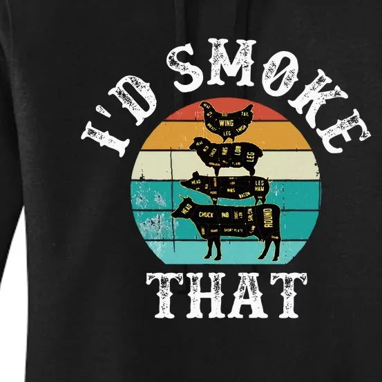 Bbq Party Smoker Chef Dad ID Smoke That Women's Pullover Hoodie